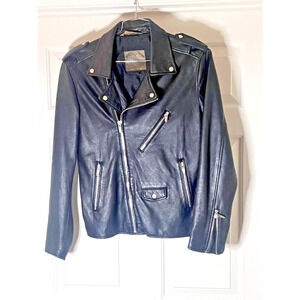 Zara Authentic Lamb skin leather biker jacket mens XL